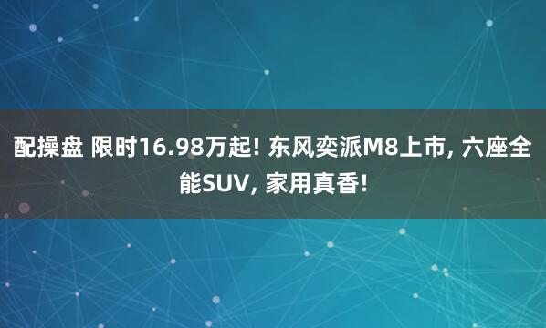 配操盘 限时16.98万起! 东风奕派M8上市, 六座全能SUV, 家用真香!